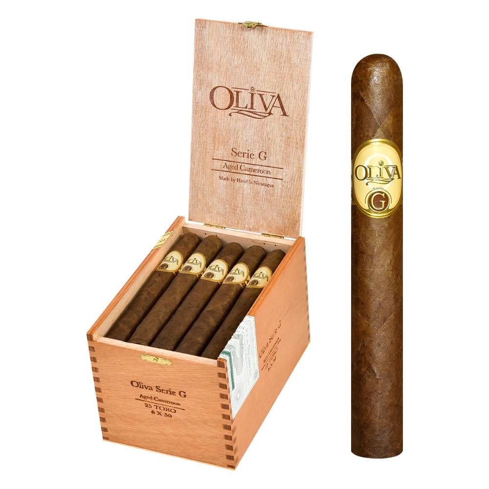 Oliva Serie G cigars in elegant wooden box.