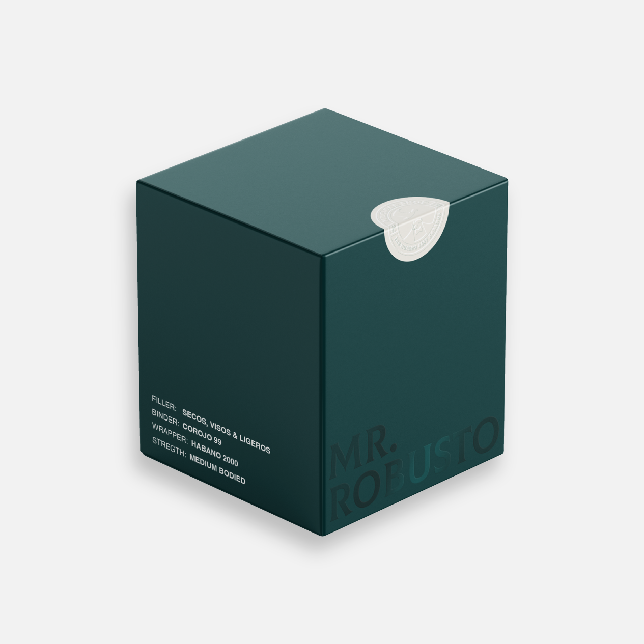 先生罗布图中等口感雪茄，装于优雅的深绿色盒子中。